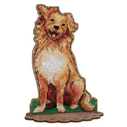Cross-stich on wooden base "Retriever" 16*12 cm SO-168