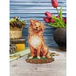 Cross-stich on wooden base "Retriever" 16*12 cm SO-168