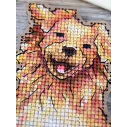 Cross-stich on wooden base "Retriever" 16*12 cm SO-168