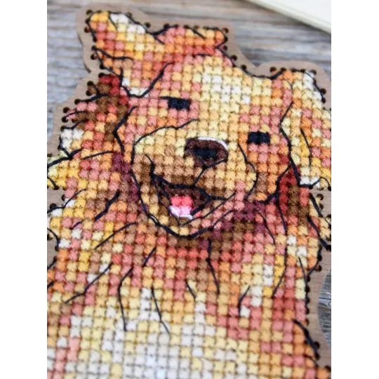 Cross-stich on wooden base "Retriever" 16*12 cm SO-168