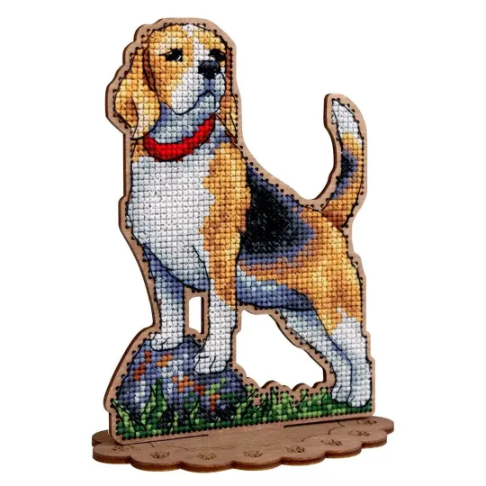 Point de croix sur base en bois "Beagle" 15*12 cm SO-169