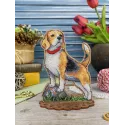 Cross-stich on wooden base "Beagle" 15*12 cm SO-169