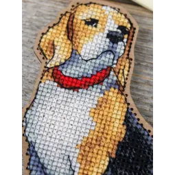 Cross-stich on wooden base "Beagle" 15*12 cm SO-169