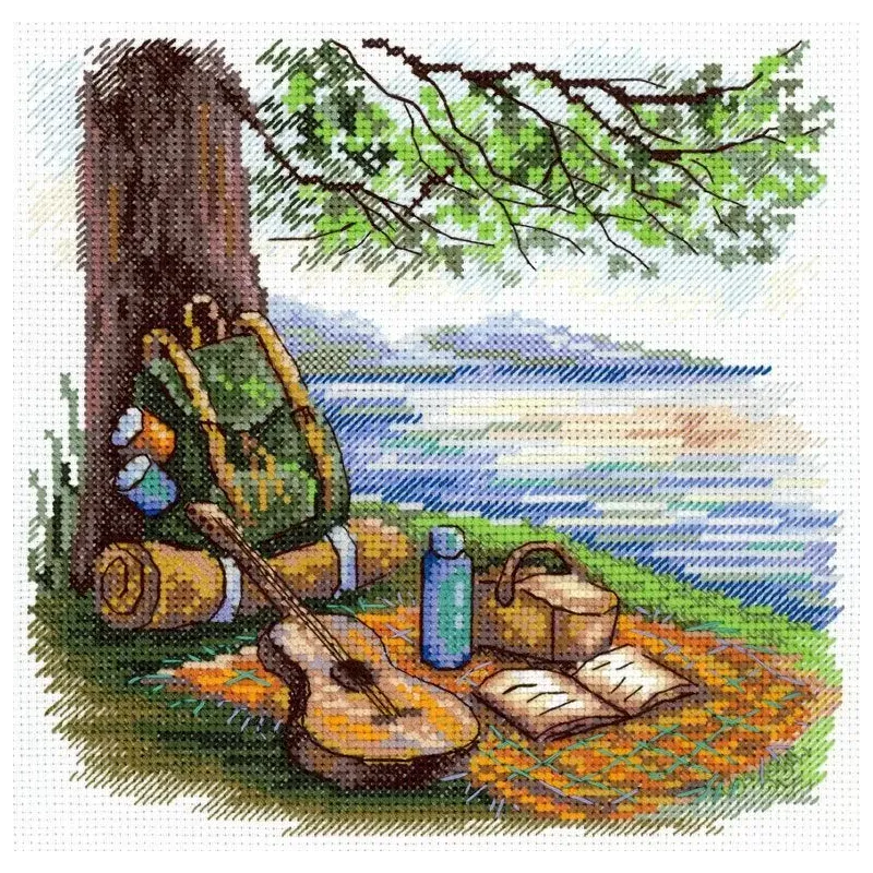Siuvinėjimo kryželiu rinkinys "Turistinė stotelė" 16*16 cm SNV-957