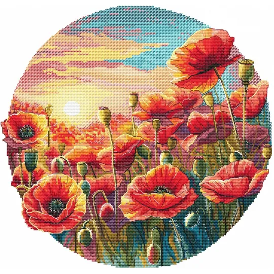 Cross stitch kit "Sun in poppies" 29 x 27 cm SANS-85