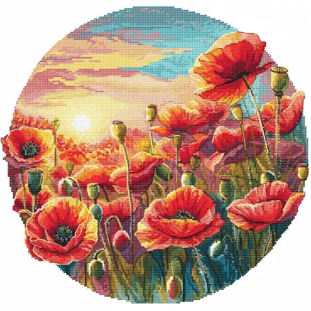 Kit point de croix "Soleil dans les coquelicots" 29 x 27 cm SANS-85
