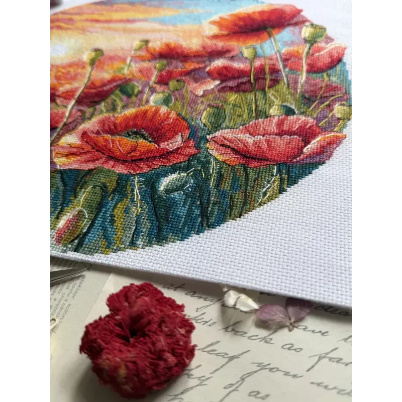 Kit point de croix "Soleil dans les coquelicots" 29 x 27 cm SANS-85