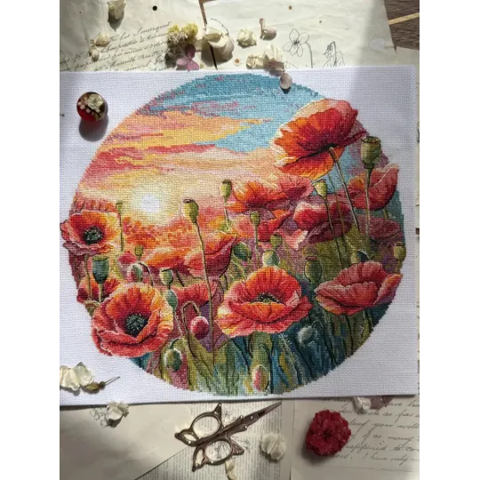 Siuvinėjimo kryželiu rinkinys "Saulė aguonose" 29 x 27 cm SANS-85