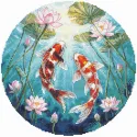 Cross stitch kit "Carps and lotuses" 21.5 x 21.5 cm SANK-73
