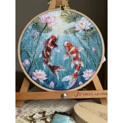 Cross stitch kit "Carps and lotuses" 21.5 x 21.5 cm SANK-73