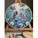 Cross stitch kit "Carps and lotuses" 21.5 x 21.5 cm SANK-73