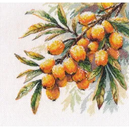 Cross stitch kit "A sprig of sea buckthorn" 17×17 cm S1734