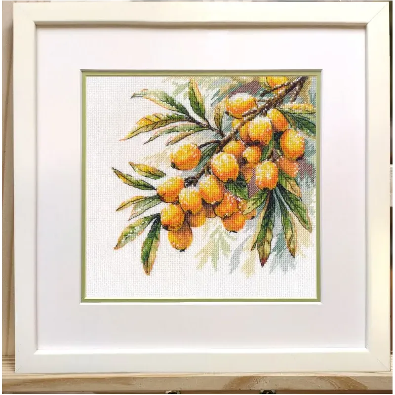 Kit point de croix "Brindille d'argousier" 17×17 cm S1734