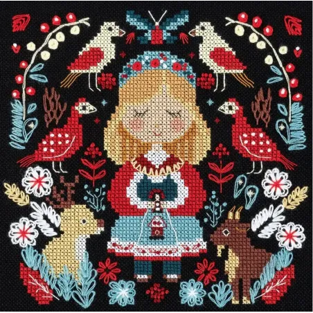 Kreuzstich-Set "Herrin des Waldes" 15.5 x 15.5 cm PCE-7505
