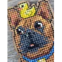 Kreuzstich auf Holzbasis "Französische Bulldogge und Ente" 14*12*7 cm SO-166