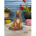 Point de croix sur base en bois "Bouledogue français et canard" 14*12*7 cm SO-166