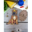 Kreuzstich auf Holzbasis "Französische Bulldogge und Ente" 14*12*7 cm SO-166
