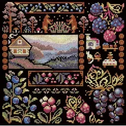 Cross stitch kit "Sampler. Dawn in the Village" 19*19 cm SNV-1036
