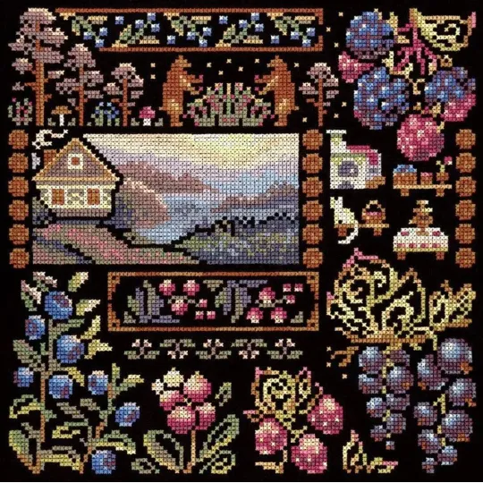 Cross stitch kit "Sampler. Dawn in the Village" 19*19 cm SNV-1036