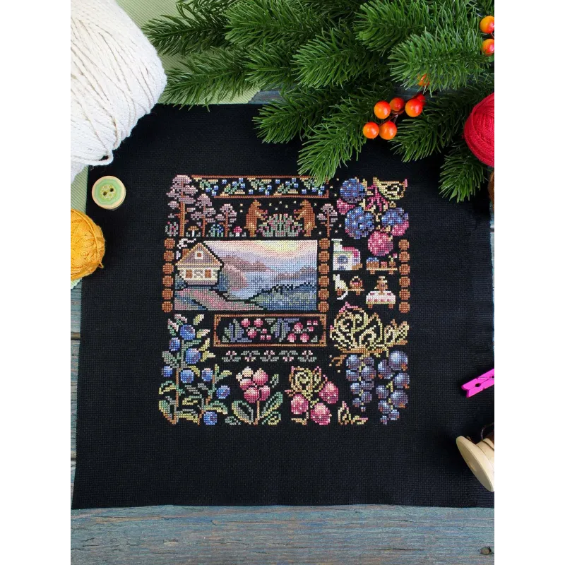 Cross stitch kit "Sampler. Dawn in the Village" 19*19 cm SNV-1036