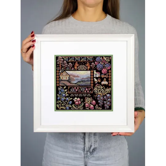 Cross stitch kit "Sampler. Dawn in the Village" 19*19 cm SNV-1036