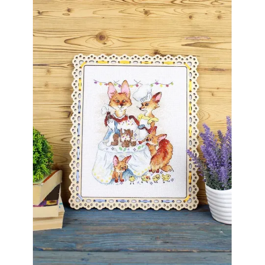 Siuvinėjimo kryželiu rinkinys "Patenkinta vakarienė" 15*20 cm SM-1249