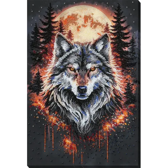 Kit de broderie perles "Loup Alpha" 22 x 33 cm AAB-981
