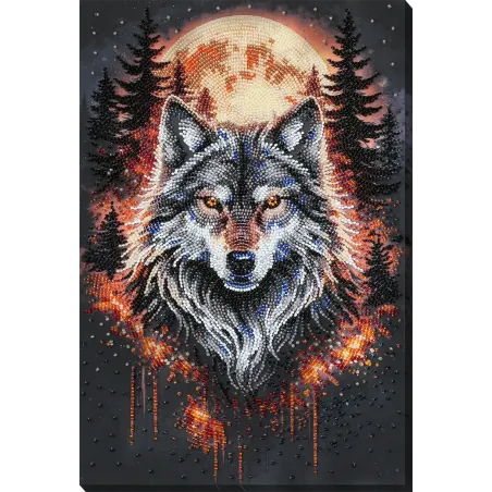 Kit de broderie perles "Loup Alpha" 22 x 33 cm AAB-981