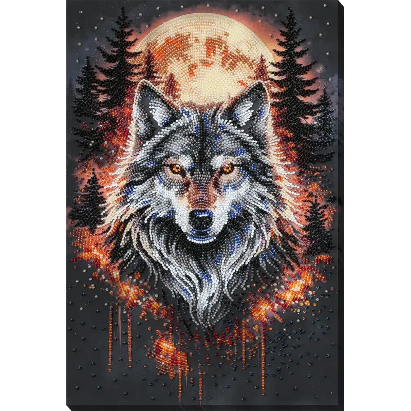 Kit de broderie perles "Loup Alpha" 22 x 33 cm AAB-981