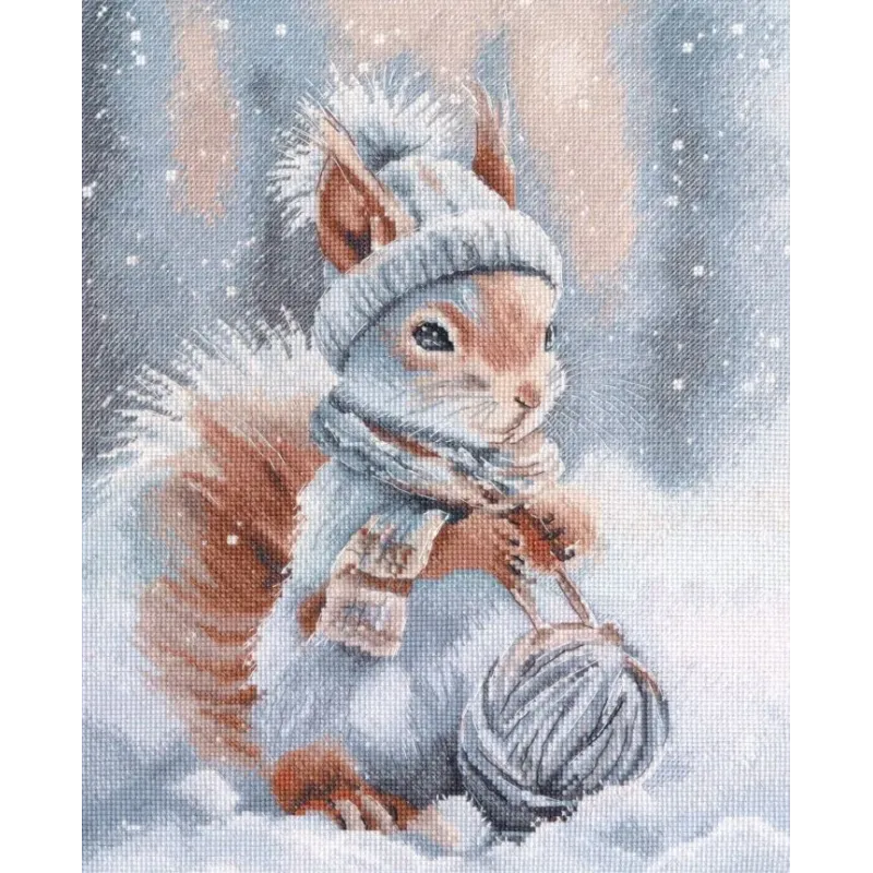 Cross stitch kit "Fluffy little crafty squirrel" 23×29 cm S1736