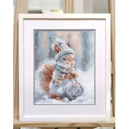 Kreuzstich-Set "Flauschiges kleines Bastel Eichhörnchen" 23×29 cm S1736