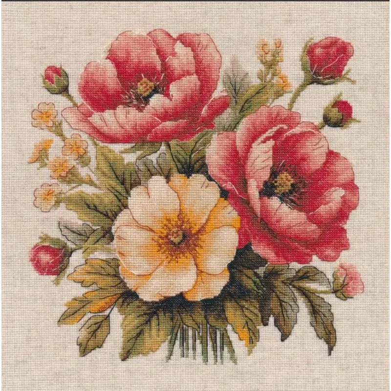 Cross stitch kit "Enchanting bouquet" 24×24 cm S1733
