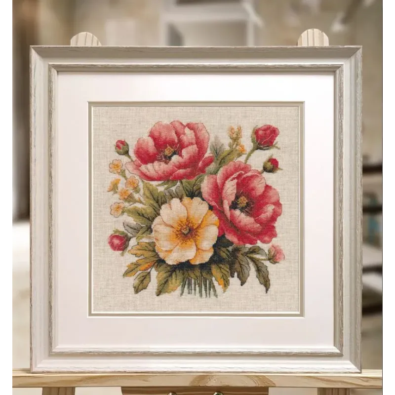 Kit point de croix "Bouquet enchanteur" 24×24 cm S1733