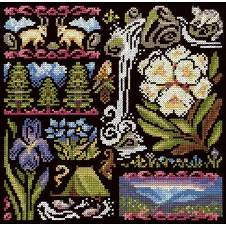 Cross stitch kit "Sampler. Twilight in the Mountains" 19*19 cm SNV-1030
