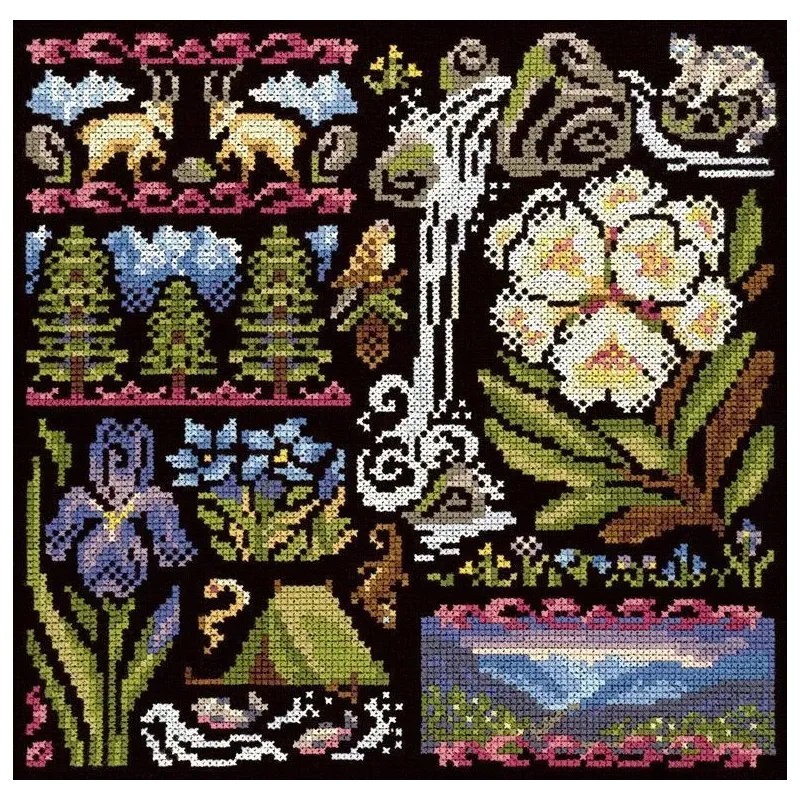 Cross stitch kit "Sampler. Twilight in the Mountains" 19*19 cm SNV-1030