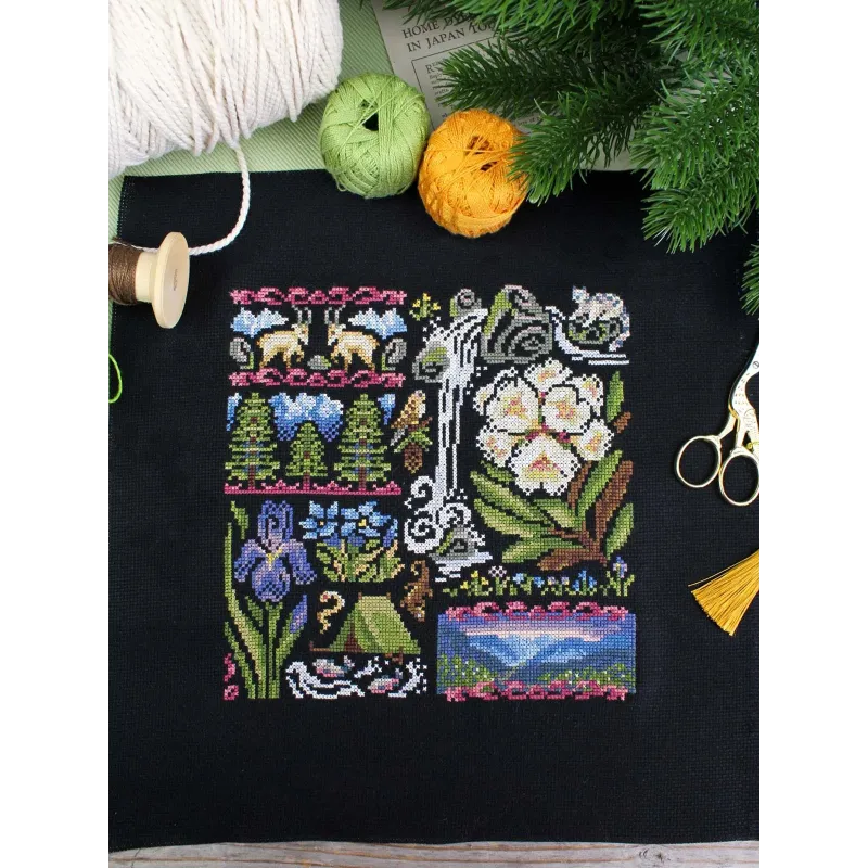 Cross stitch kit "Sampler. Twilight in the Mountains" 19*19 cm SNV-1030