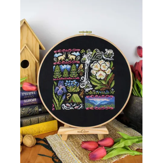 Cross stitch kit "Sampler. Twilight in the Mountains" 19*19 cm SNV-1030