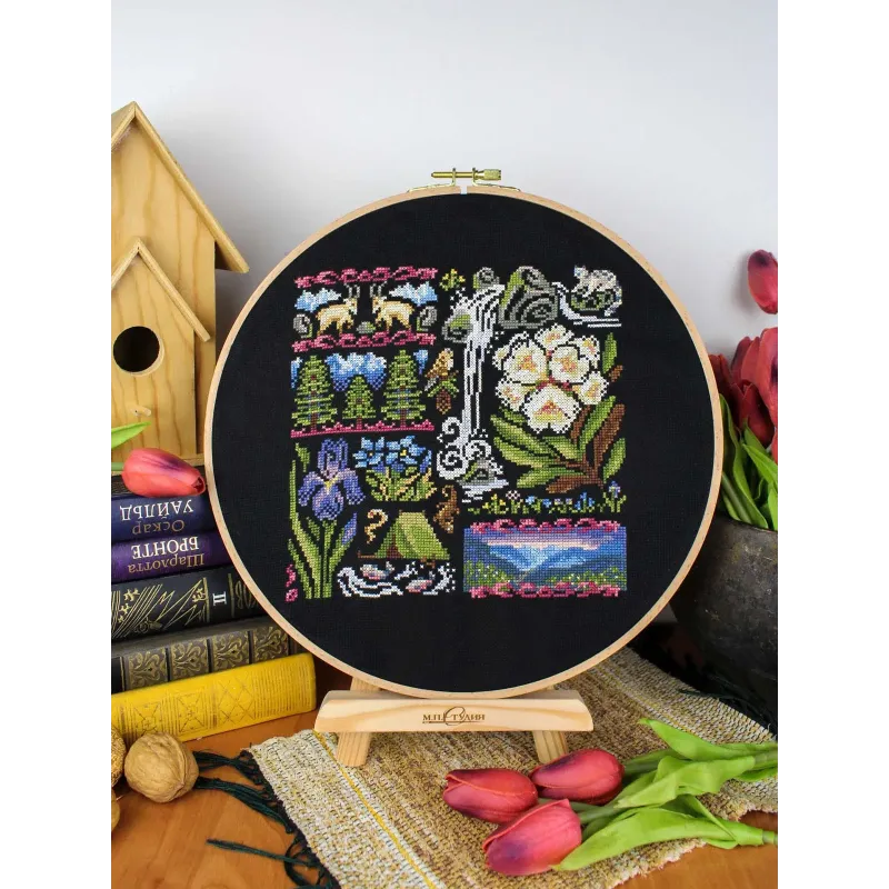 Ristinė siuvinėjimo rinkinys "Mėlynakė. Vidurnakčio kalnuose" 19*19 cm SNV-1030