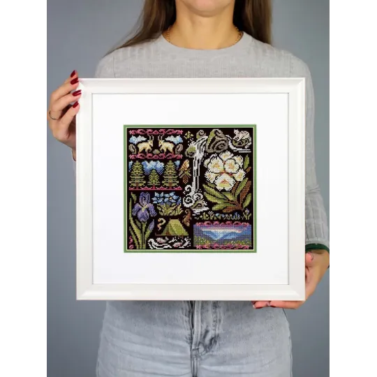 Cross stitch kit "Sampler. Twilight in the Mountains" 19*19 cm SNV-1030