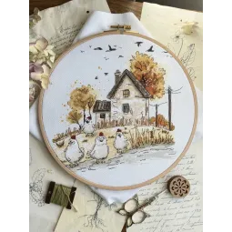 Cross stitch kit "Mistresses of the yard" 22.5 x 21 cm SANH-08