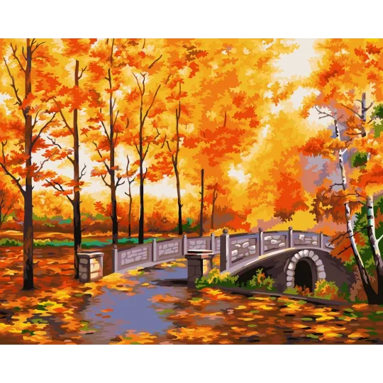 (Auslaufmodell) Malen nach Zahlen Set Herbstpark 40x50 cm S014
