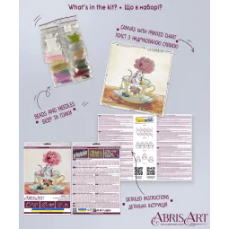 Kit de broderie avec perles de taille moyenne "Une touche de printemps" 20 x 20 cm AAMB-146