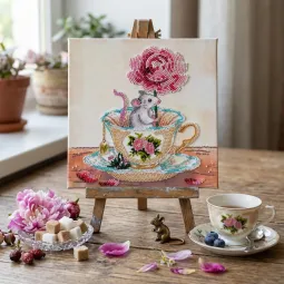 Kit de broderie avec perles de taille moyenne "Une touche de printemps" 20 x 20 cm AAMB-146