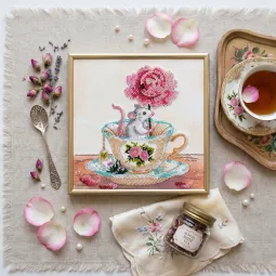 Kit de broderie avec perles de taille moyenne "Une touche de printemps" 20 x 20 cm AAMB-146