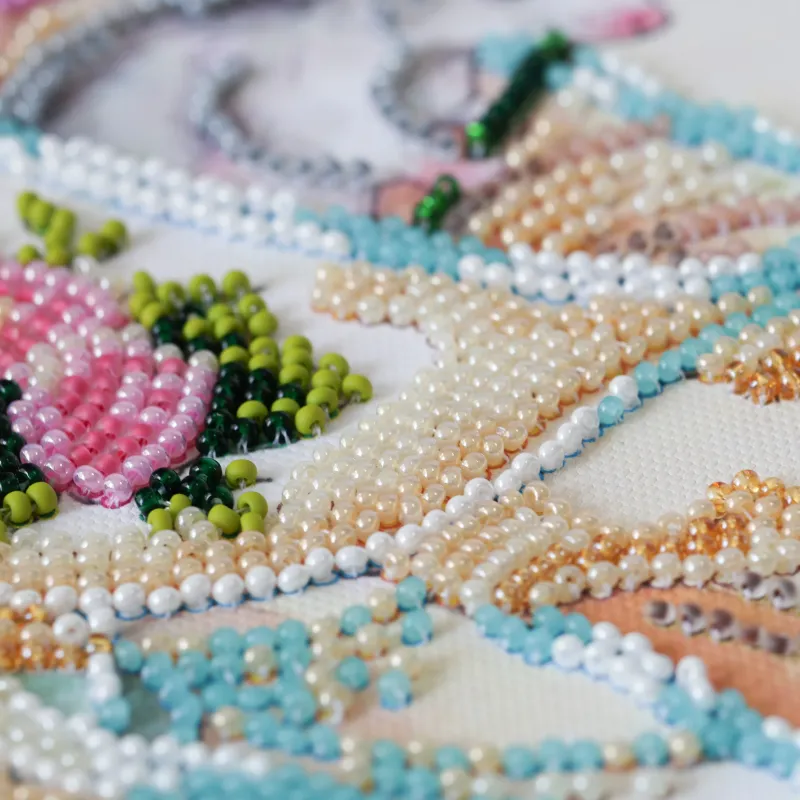 Kit de broderie avec perles de taille moyenne "Une touche de printemps" 20 x 20 cm AAMB-146