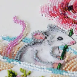 Kit de broderie avec perles de taille moyenne "Une touche de printemps" 20 x 20 cm AAMB-146