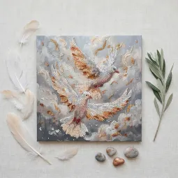 Mid-sized bead embroidery kit "Dance of Doves" 20 х 20 cm AAMB-145