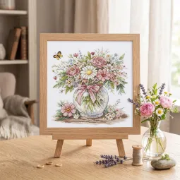 Kits de point de croix "Ambiance florale" 21 x 22 cm AAH-325