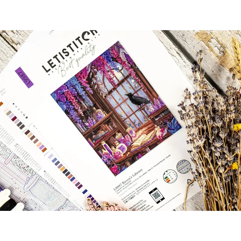 Cross stitch kit "Raven’s Library" 23x29 cm SLETIL9987