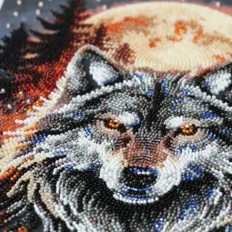 Kit principal de broderie de perles "Loup Alpha" 22 x 33 cm AAB-981
